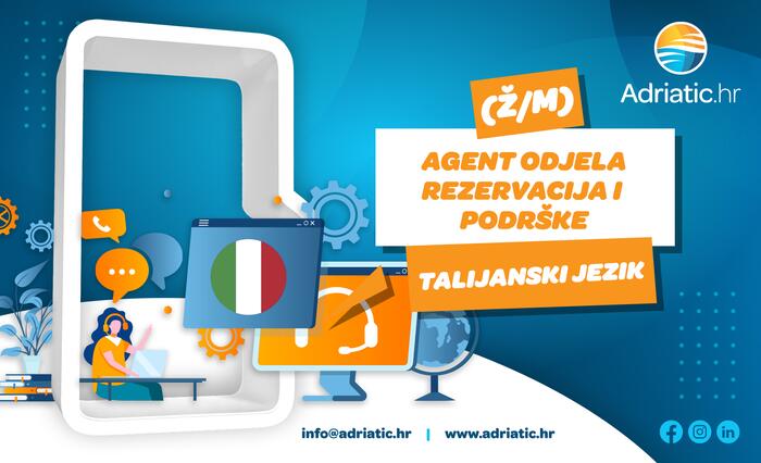 Adriatic.hr - Agent Odjela rezervacija i podrške - talijanski jezik (ž/m)