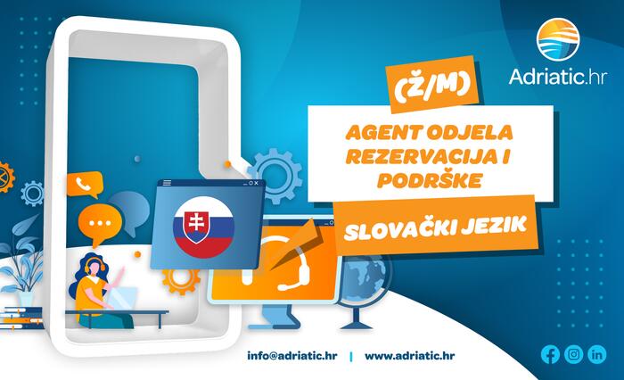 Adriatic.hr - Agent Odjela rezervacija i podrške - slovački jezik (ž/m)