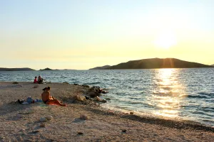 Solnedgång på stranden, Okrug Donji Okrug Donji Lägenheter Kroatien