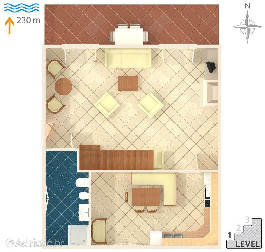 K-1074 - Privat indkvartering - Feriehus ved havet Seget Vranjica, Trogir