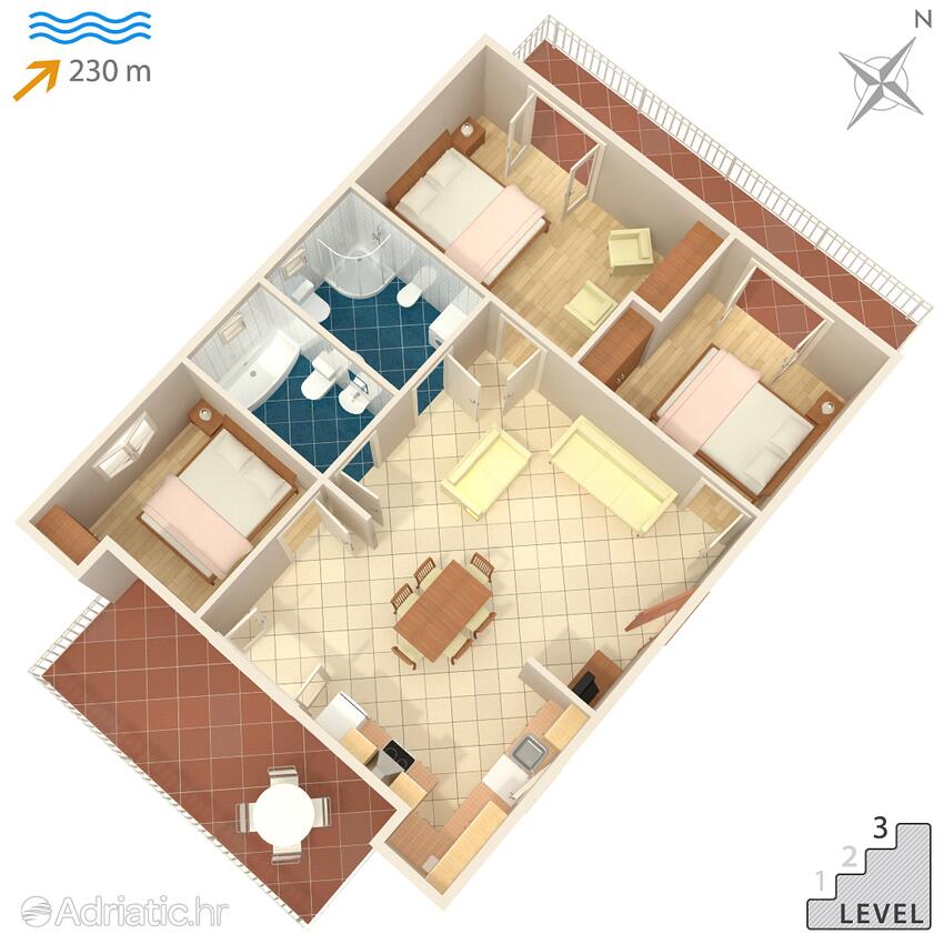 K-1074 - Privat indkvartering - Feriehus ved havet Seget Vranjica, Trogir