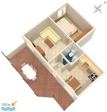 Alaprajz Rastići, Alaprajz szállásegység típusa apartment, háziállat engedélyezve és WiFi .