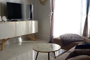 Zadar, Wohnzimmer in folgender Unterkunftsart apartment, Klimaanlage vorhanden und WiFi.