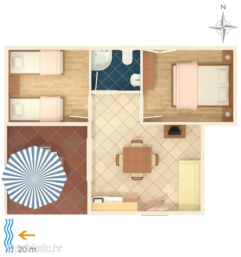 A-2354-d - Privatni smještaj - Apartmani uz more Crikvenica