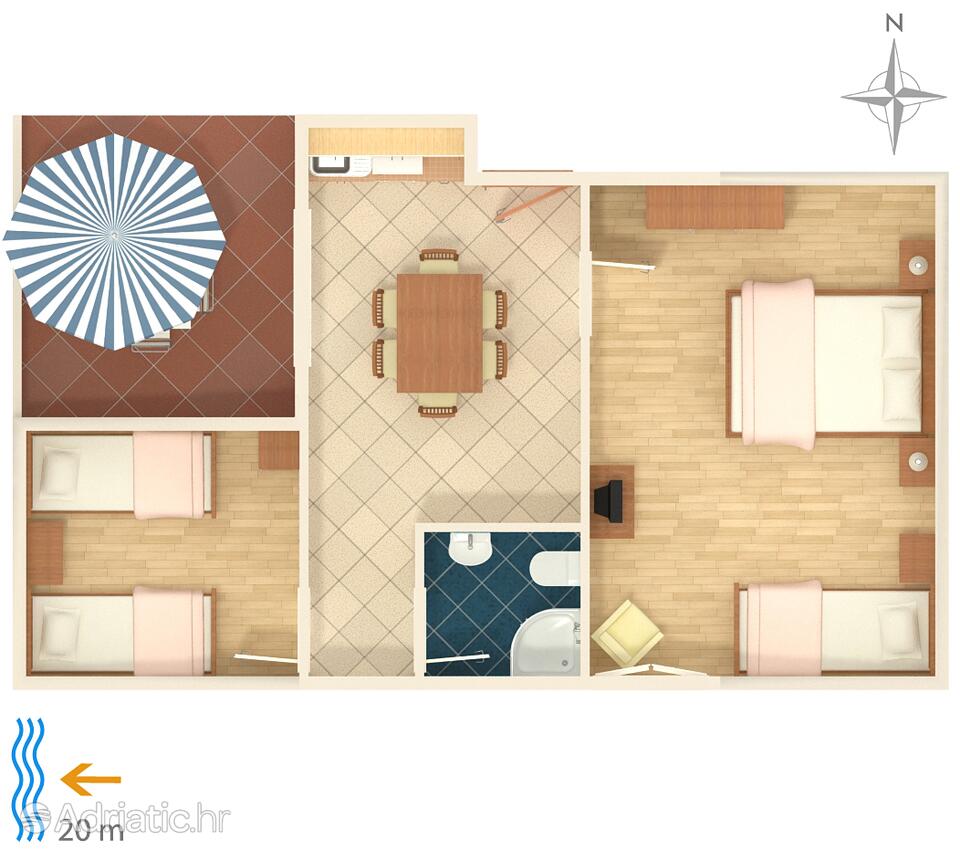 A-2354-e - Privatni smještaj - Apartmani uz more Crikvenica