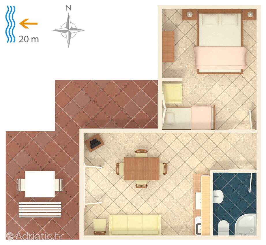 A-2354-f - Privatni smještaj - Apartmani uz more Crikvenica
