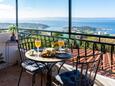 Makarska, Terrasse 1 dans l’hébergement en type house, avec la vue sur la mer, animaux acceptés et WiFi.