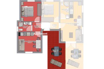 Tribunj, Plan dans l’hébergement en type apartment, WiFi.