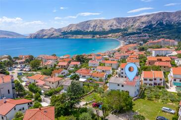 Baška, Krk, Objekt 23742 - Apartmaji s prodnato plažo.