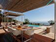 Bol, Terrasse dans l’hébergement en type house, avec la vue sur la mer, animaux acceptés et WiFi.