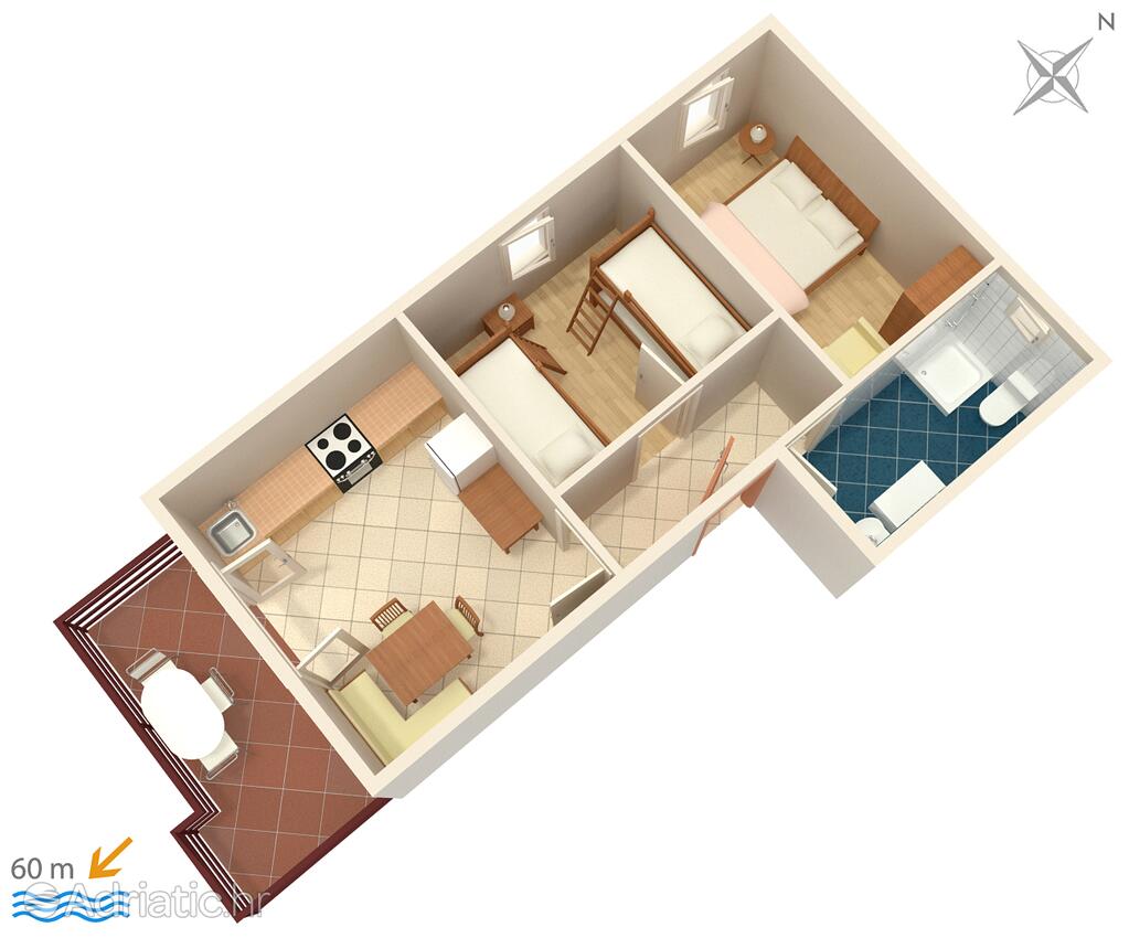 A-241-a - Privat overnatting - Leiligheter ved sjøen Zubovici, Pag