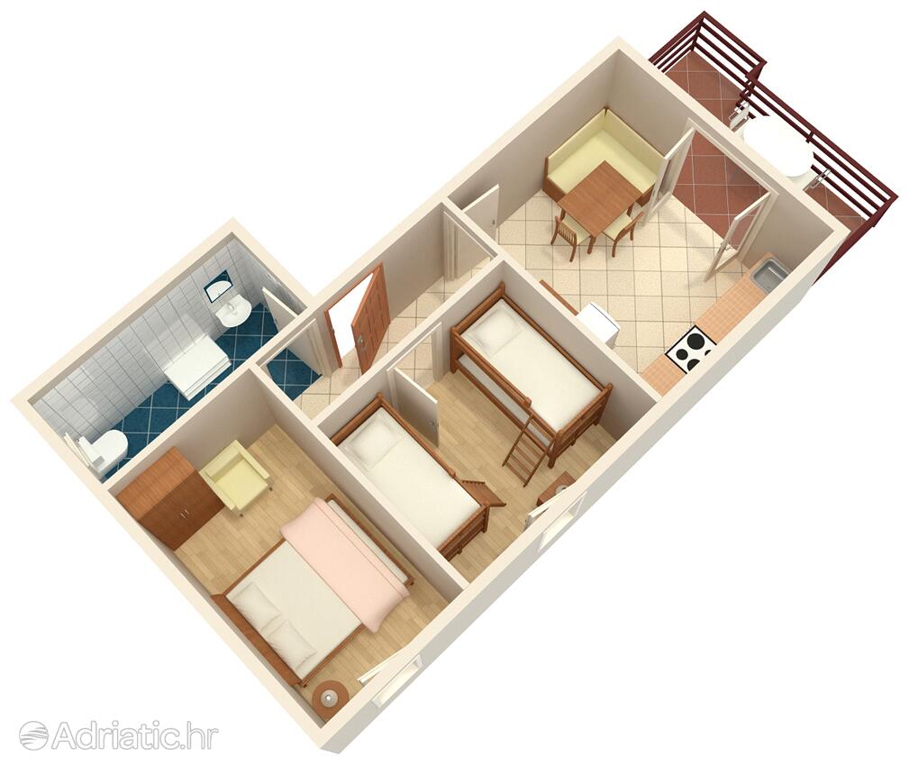 A-241-a - Privat overnatting - Leiligheter ved sjøen Zubovici, Pag