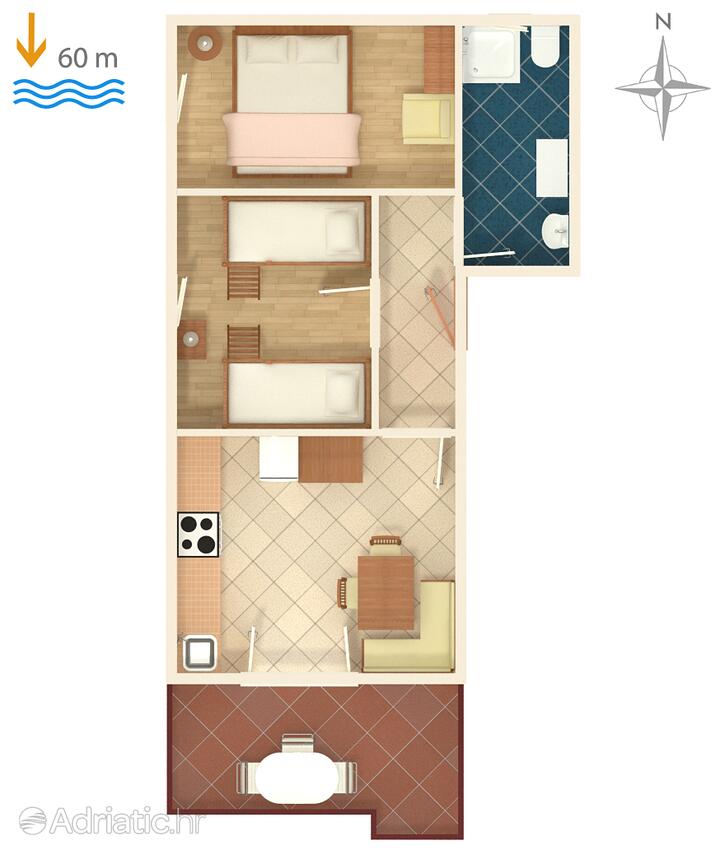 A-241-a - Privat overnatting - Leiligheter ved sjøen Zubovici, Pag