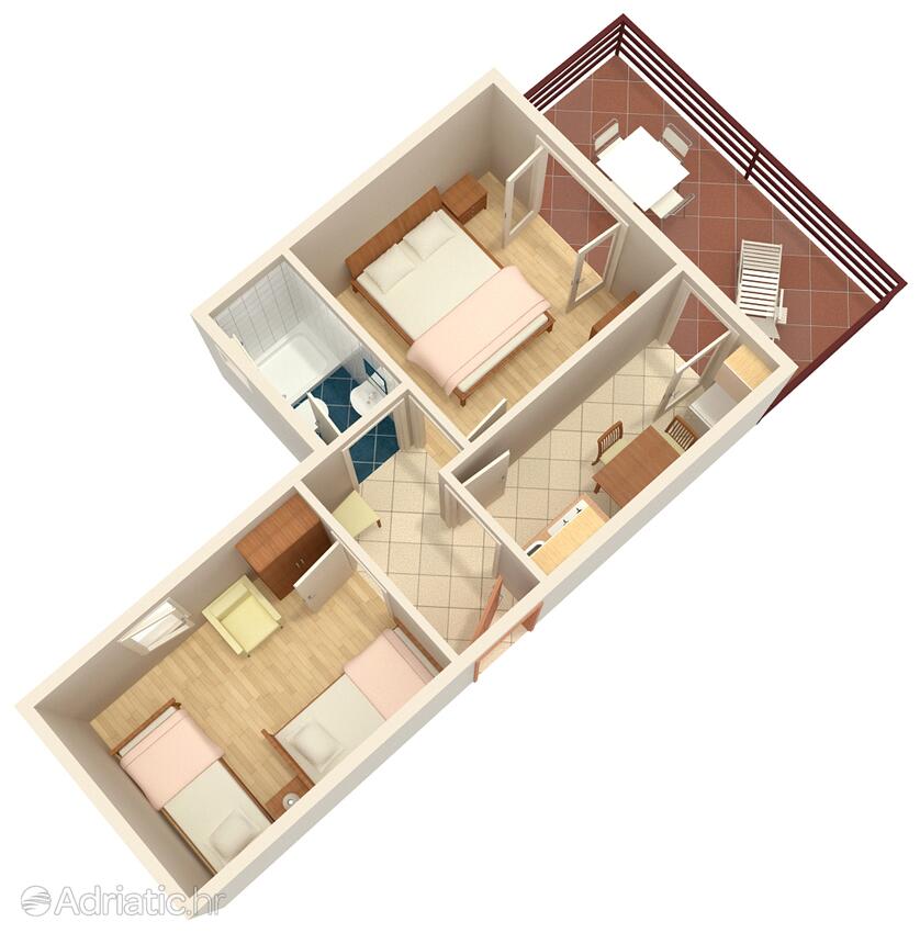 A-241-b - Privat overnatting - Leiligheter ved sjøen Zubovici, Pag