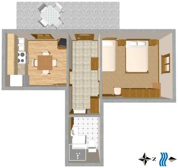 Komiža, plattegrond in accommodatietype apartment, WiFi.
