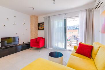 Baška, Camera di soggiorno nell'alloggi del tipo apartment, condizionatore disponibile e WiFi.