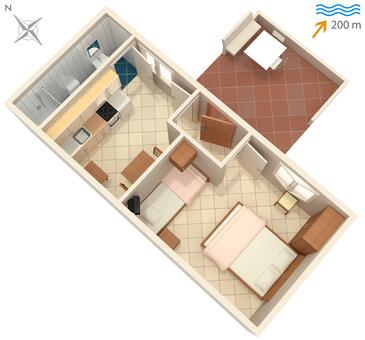 Mali Lošinj, План в размещении типа apartment, Домашние животные допускаются и WiFi.
