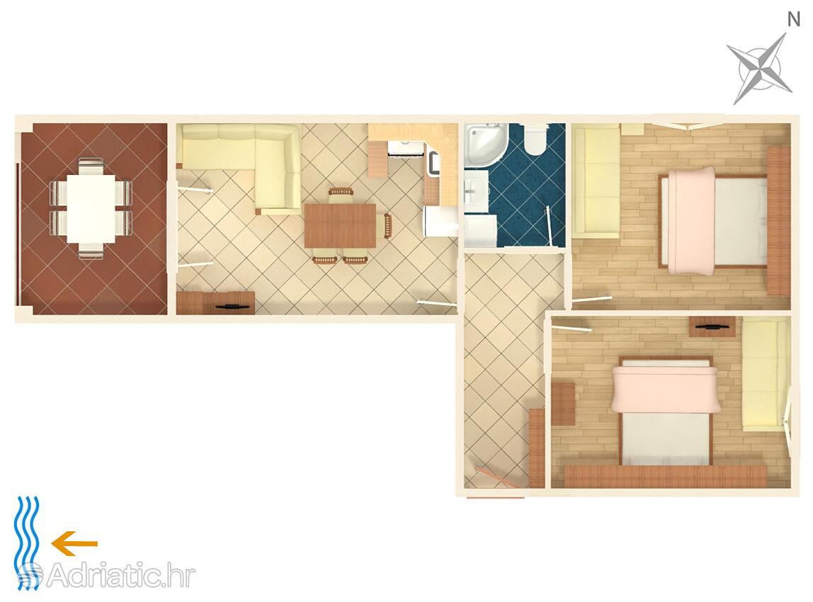 A-2694-a - Kwatery prywatne - Apartamenty nad morzem Tucepi, Makarska