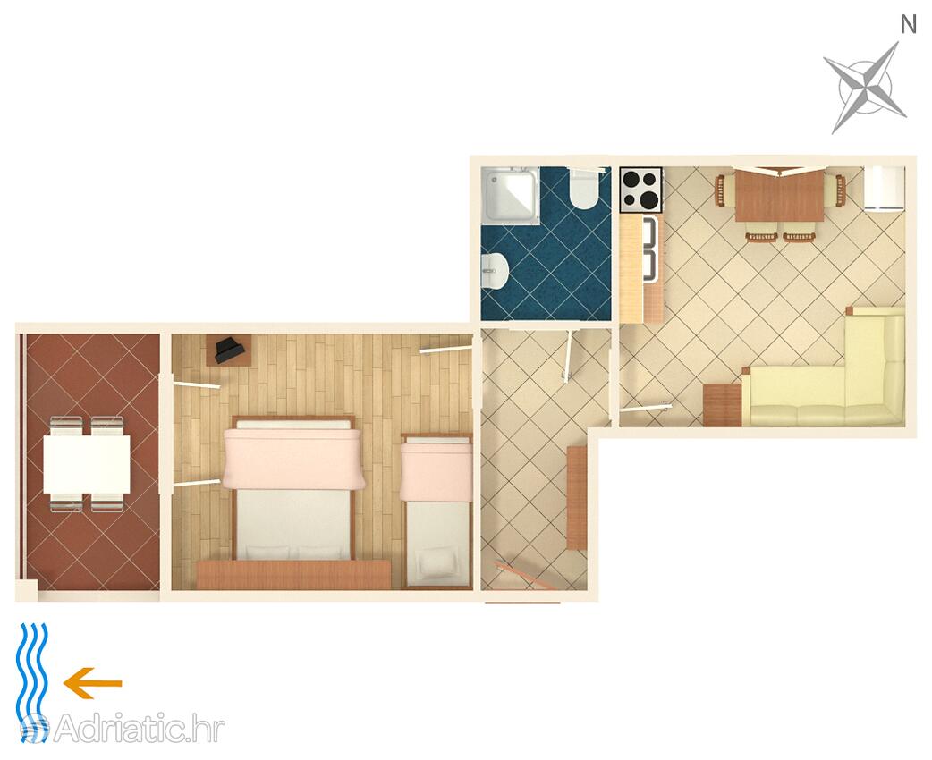 A-2694-b - Kwatery prywatne - Apartamenty nad morzem Tucepi, Makarska
