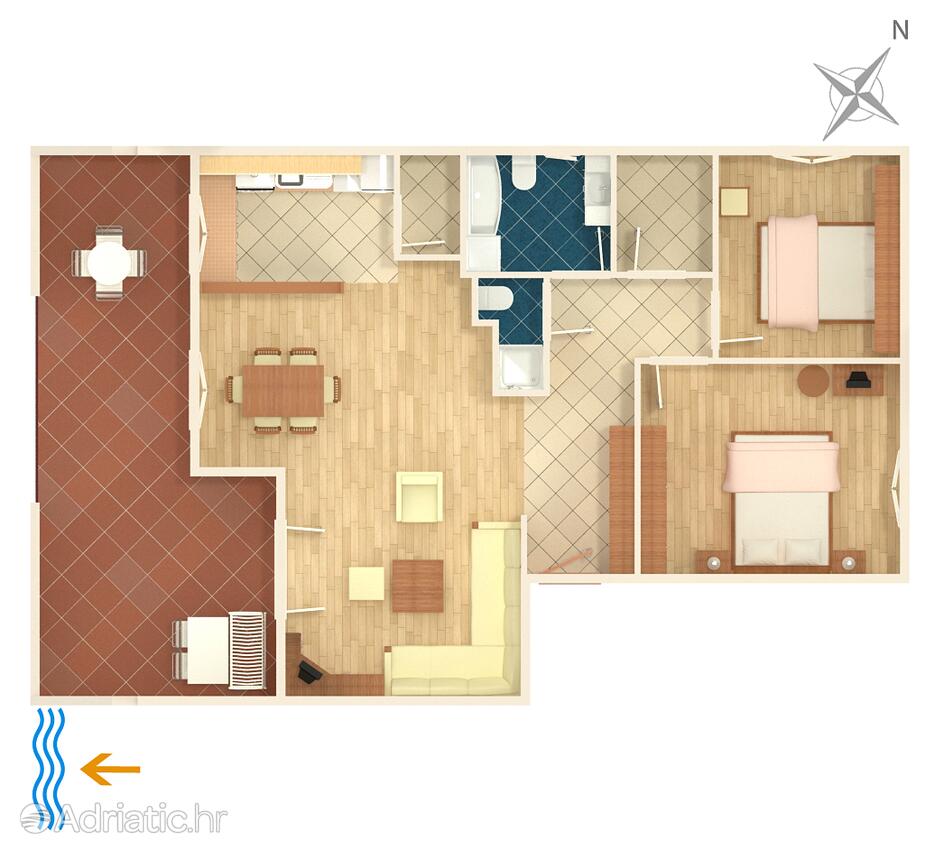 A-2694-c - Kwatery prywatne - Apartamenty nad morzem Tucepi, Makarska