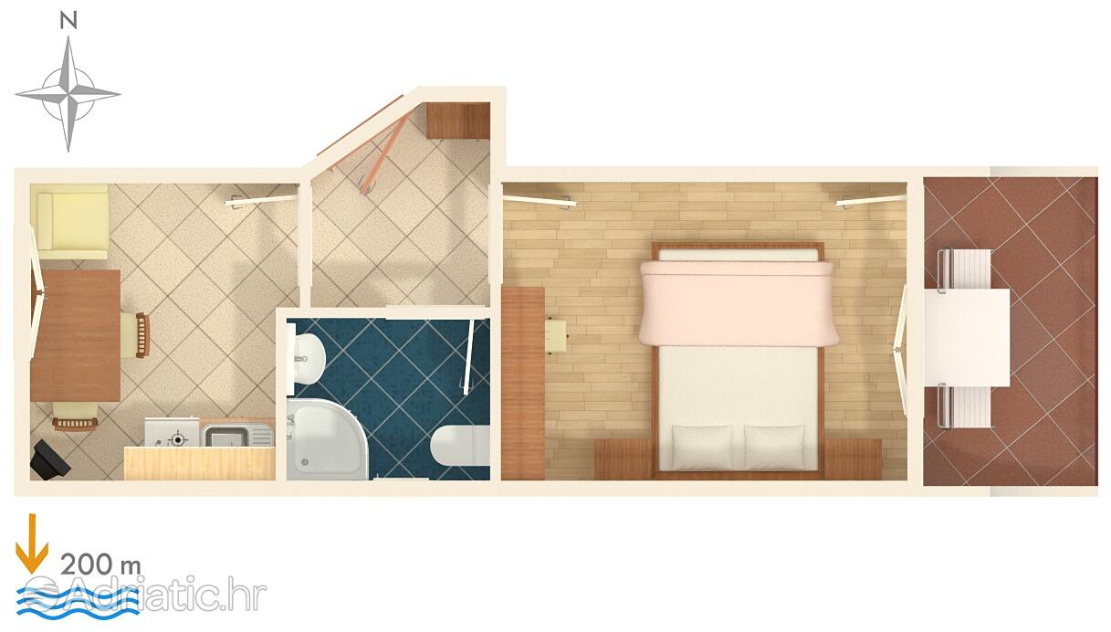 A-2709-a - Private accommodation - Apartments with a parking space Baška Voda, Makarska