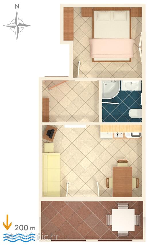 A-2709-c - Private accommodation - Apartments with a parking space Baška Voda, Makarska