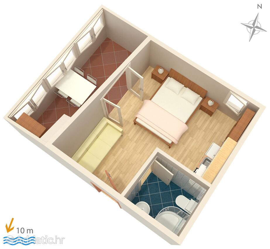 AS-3088-b - Kwatery prywatne - Apartamenty i pokoje nad morzem Primosten