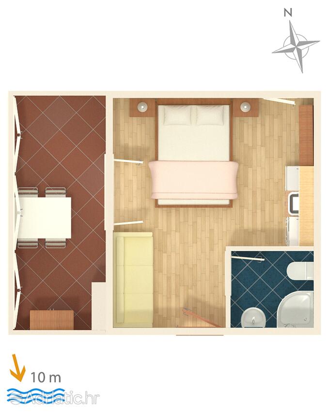 AS-3088-b - Kwatery prywatne - Apartamenty i pokoje nad morzem Primosten