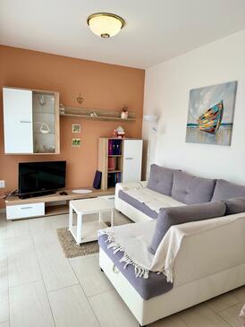 Novalja, Гостиная в размещении типа apartment, Домашние животные допускаются и WiFi.