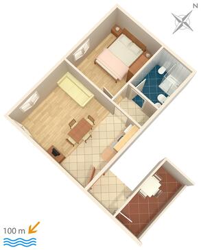 Apartments with terrace Novigrad, Istria