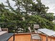 Stara Novalja, Terrasse dans l’hébergement en type apartment, avec la vue sur la mer.