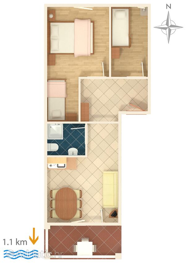 A-4305-a - Alloggi privati - Appartamenti e camere con parcheggio Zaravecchia - Biograd na Moru, Biograd