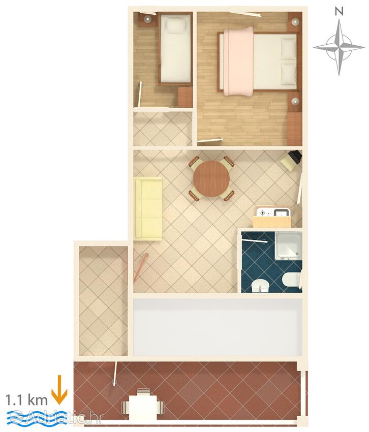 A-4305-b - Alloggi privati - Appartamenti e camere con parcheggio Zaravecchia - Biograd na Moru, Biograd