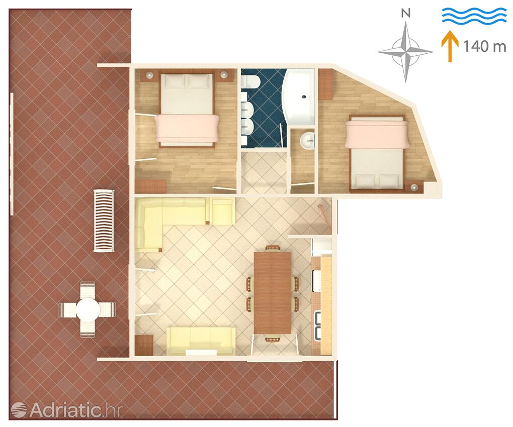 A-5120-a - Private accommodation - Apartments by the sea Jezera, Murter