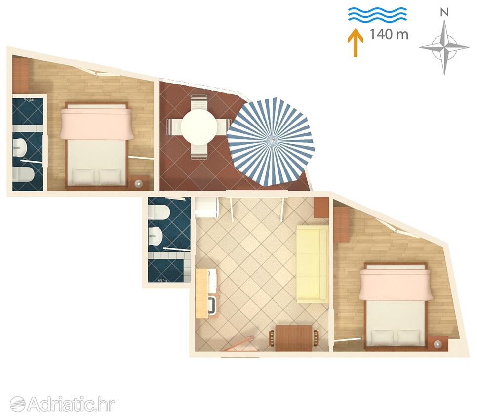 A-5120-b - Private accommodation - Apartments by the sea Jezera, Murter