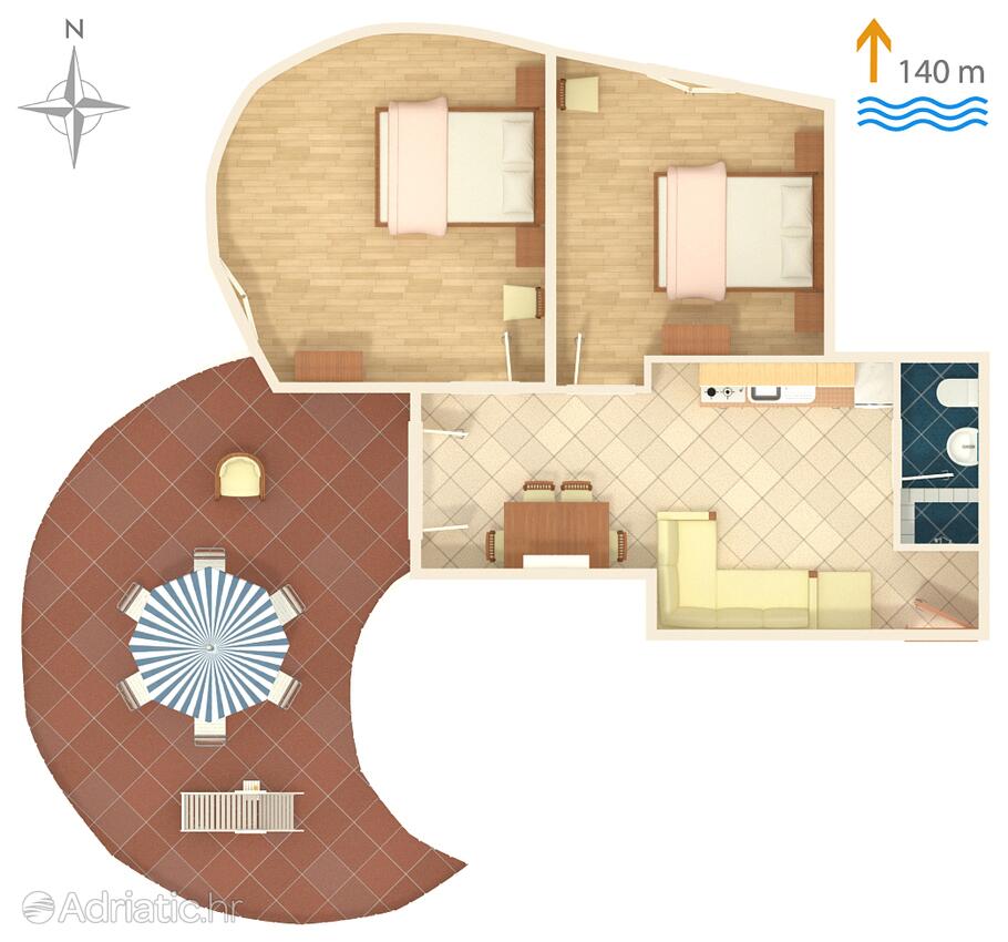 A-5120-c - Private accommodation - Apartments by the sea Jezera, Murter