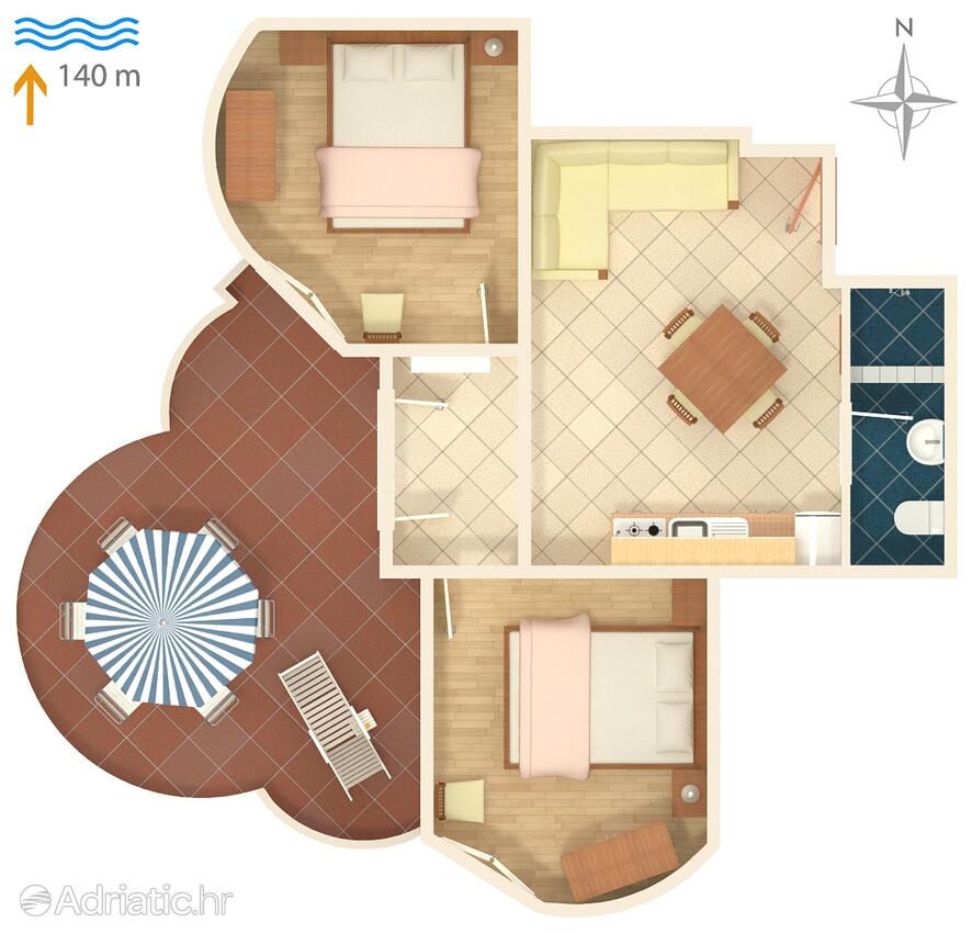 A-5120-d - Private accommodation - Apartments by the sea Jezera, Murter