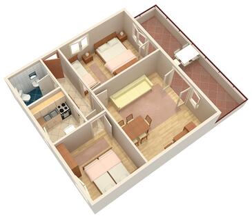 Apartments with terrace Njivice, Kvarner