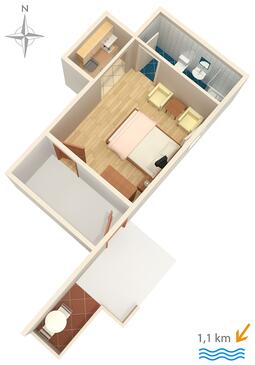 Makarska, План в розміщенні типу studio-apartment, WiFi.