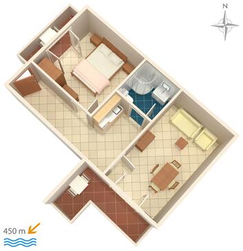 Baška Voda, plattegrond in accommodatietype apartment, WiFi.