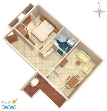 Baška Voda, plattegrond in accommodatietype apartment, WiFi.