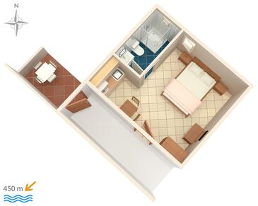 Baška Voda, План в размещении типа studio-apartment, WiFi.