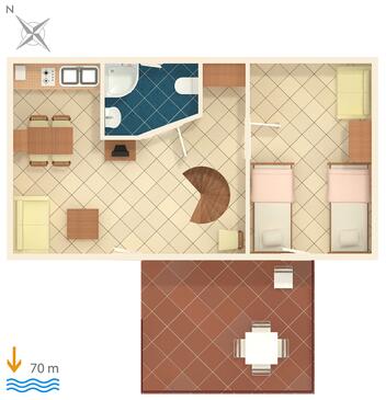 Apartamentos com terraço Baška Voda, Dalmácia Central