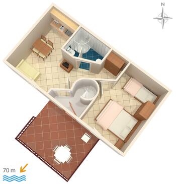 Apartamentos com terraço Baška Voda, Dalmácia Central