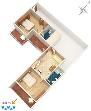 Apartamentos con balcón Baška Voda, Dalmacia Central